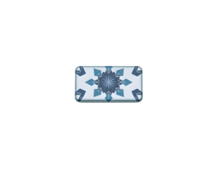 Blue ceramic tile with floral pattern isolated on transparent background
