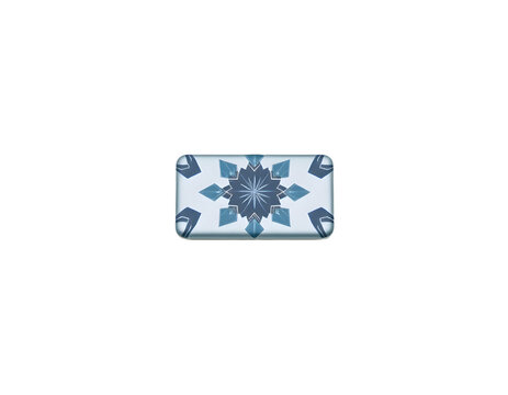 Blue ceramic tile with floral pattern isolated on transparent background - Powered by Adobe