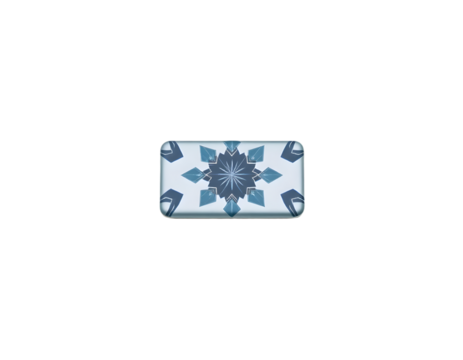 Blue ceramic tile with floral pattern isolated on transparent background