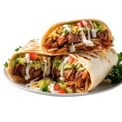 mexican chicken wrap isolated on transparent background