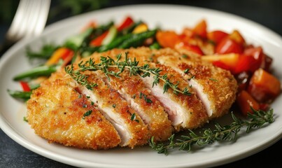 Crispy Chicken Milanese with Roasted Vegetables