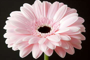 Pink Gerbera Daisy, A Delicate Bloom Against a Dark Background, Showing its Soft Petals and Vivid Hues.  Beauty in Simplicity.