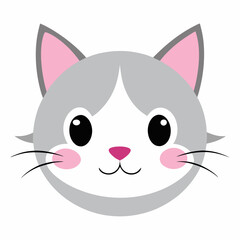  Cute cat face wit whiskers silhouette vector illustration 