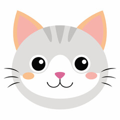  Cute cat face wit whiskers silhouette vector illustration 
