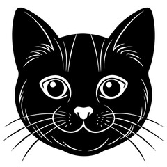 Cute cat face with whiskers silhouette vector illustration 