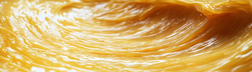 Golden Wave Abstract, Fluid Texture Undulates Gracefully, Reflecting Light Beautifully.