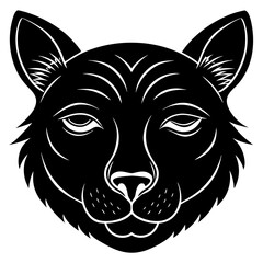 Animal face with sleepy eyes silhouette vector illustration 