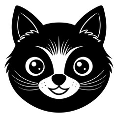 Cute animal face with round eyes silhouette vector illustration 