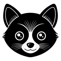 Cute animal face with round eyes silhouette vector illustration 