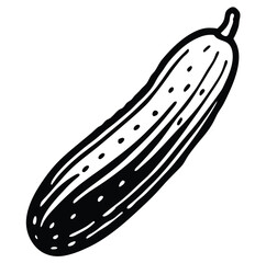 Cucumber vegetable food illustration vector sketch freehand outline hand drawn sketchy line art icon sign silhouette 