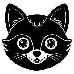 Cute animal face with round eyes silhouette vector illustration 