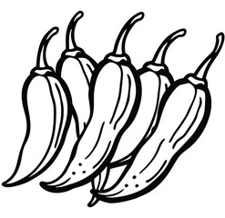 Spicy chili pepper vegetable food illustration vector sketch freehand outline hand drawn sketchy line art icon sign silhouette 