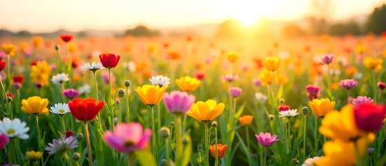 Fototapeta premium Checkered Meadow Nature Wallpaper - Bright Landscape