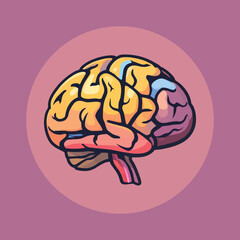 Vector Cartoon Illustration: Colorful Human Brain Icon