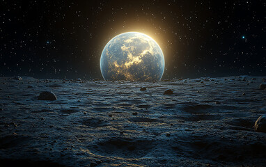 Ultra-Realistic Cosmic View of Earth from the Moon’s Surface  