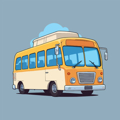 Vintage Cartoon Bus: Vector Illustration for Travel & Tourism