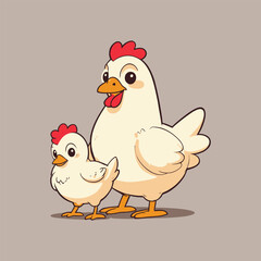 chicken cartoon illustration vector icon sticker