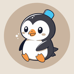 penguin cartoon illustration vector icon sticker