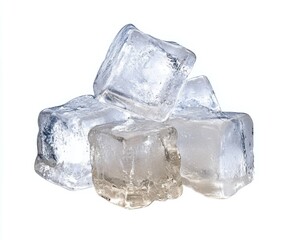 Obraz premium Translucent Ice Cubes On White Background