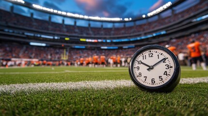 College stadium with the final seconds of a football game ticking away. Featuring suspense and tension