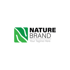 N Letter Logo Icon, Green Nature brand Logo, Green Leaves, Design Template Element. simple and flat vector design.