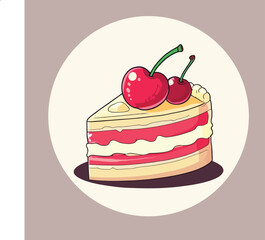 Cherry Layered Cake: Whimsical Cartoon Illustration for Sweet Dessert Lovers"

Tags: 