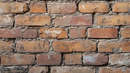 Obraz premium Weathered Brick Wall: A close-up of an aged brick wall, showcasing the textures and colors of time and construction. Each brick tells a story.