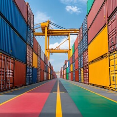 Fototapeta premium Optimizing marine logistics efficient shipping operations at a port with automated crane technology