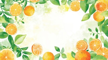 Watercolor Oranges Frame: A Vibrant Citrus Illustration