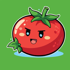 Charming Angry Cartoon Tomato: Playful Character Illustration for Kids