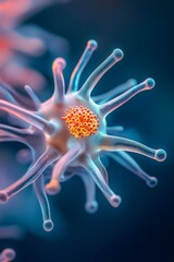 Microscopic view of a cell, intricate details, vibrant colors.