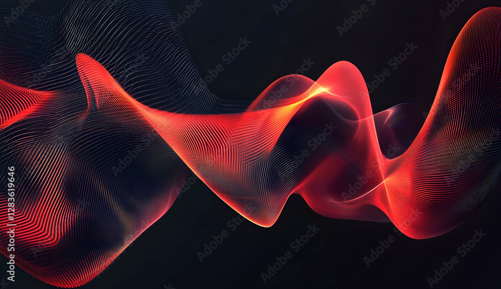 Poster black and red abstract background with wavy ribbon shapes vector presentation design template for co
