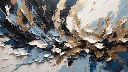 1. **Blue Abstract Acrylic Painting: A Natural Dynamic Mix of Oil-Colored Strokes**