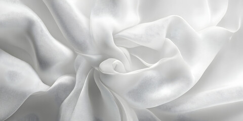Obraz premium A close-up of white silk fabric, smooth and shiny with soft folds and delicate creases, capturing the texture and beauty of fine fabrics