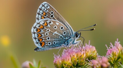 Obraz premium Close-Up of a Colorful Butterfly Sitting on a Blooming Flower in a Natural Environment