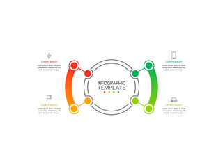 Business infographic. Organization chart with 4 options. Vector template.