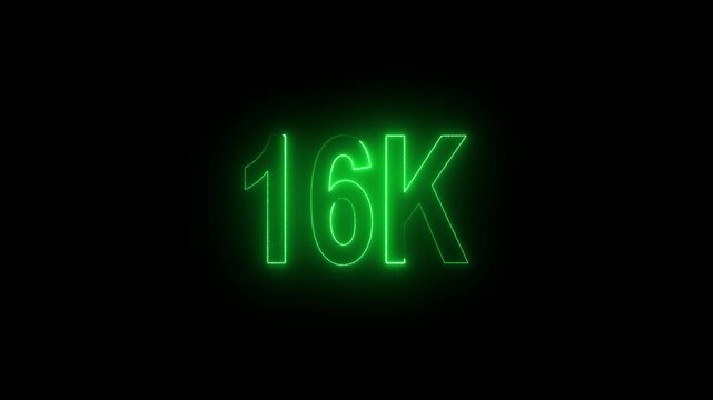 neon line 16K followers modern animation design 16k User, 16k Followers, 16k Followers, Cinematic 16k Followers Text Animation Effects On Black Background