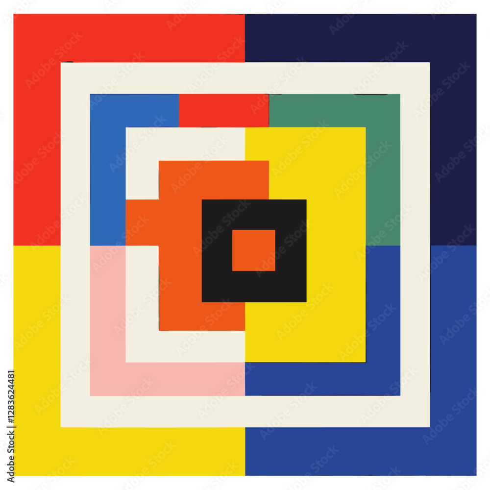 Poster four squares arranged symmetrical geometric design vector
