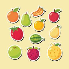 Delightful Fruit Stickers: Fun and Colorful Cartoon Fruit Collection