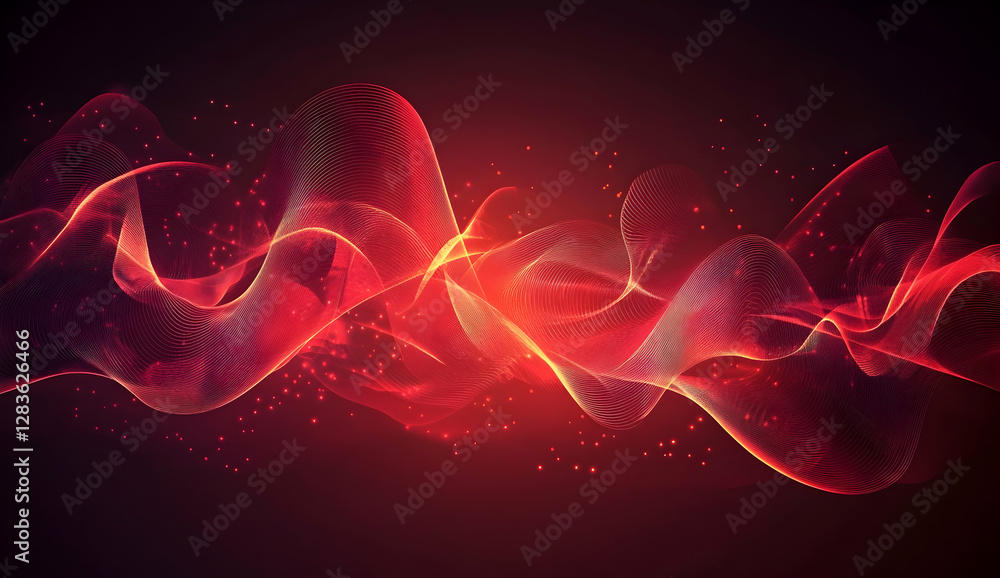 Aufkleber red and black wave design on a dark background, vector presentation for powerpoint
