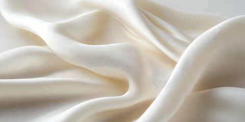 Obraz premium White silk fabric, smooth and shiny, with soft folds, captured in high-resolution product photography under professional studio lighting against a clean background