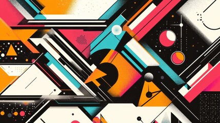 Dynamic geometric abstraction with vibrant colors and sharp lines composition