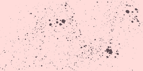 Pastel pink dusty texture with halftone dots, black spray paint splashes, ink drips and grunge stains in a retro overlay design