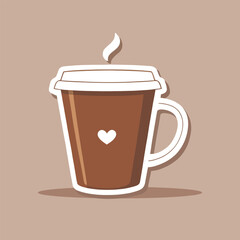 Coffee Cup with Heart - Cute Vector Illustration for Valentine's Day