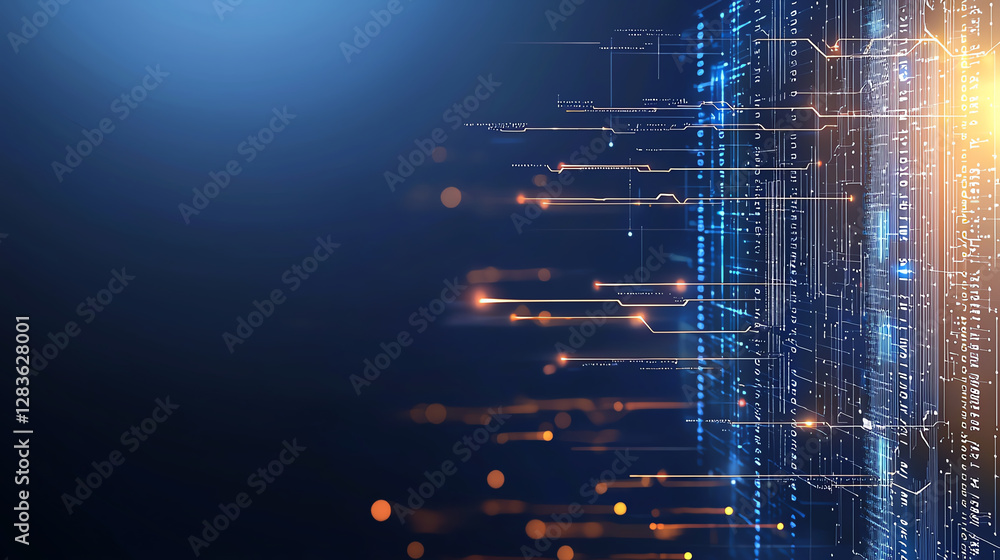 Poster abstract digital background with glowing lines and circuit patterns, representing technology and inn