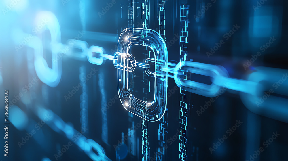 Aufkleber digital data stream with blockchain technology and secure connections