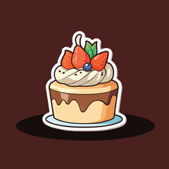 Cute Strawberry Cupcake - Vector Illustration for Sweet Treats