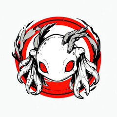 Red Circle Enchanting Creature: A Digital Art Piece