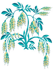 Tropical, botanical, water colour flowers and leaves