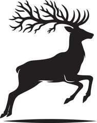 Fototapeta premium Deer Wild deer. Deer antlers shilhouette. Vintage wildlife logo. shilhouette of deer with big horn. A Deer shilhouette Illustration vector .